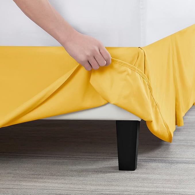 Nestl Yellow Bed Skirt King Size - King Bed Skirt 14 Inch Drop - Brushed Microfiber Bed Skirts - Hotel Quality Pleated Bed Skirt - Shrinkage & Fade Resistant