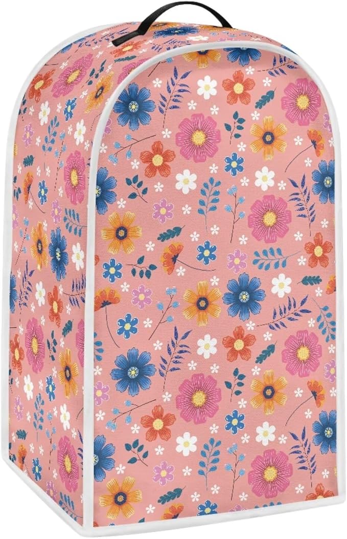 Blender Dust Cover Stand Mixer or Coffee Maker Appliance Cover, Anti Fingerprint Polyester Dust Proof Stain Resistant Blender Cover for Home Kitchen, Pink Floral Blossom
