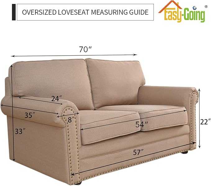 Easy-Going Stretch Oversized Loveseat Slipcover 1-Piece Sofa Cover Furniture Protector Couch Soft with Elastic Bottom for Kids Polyester Spandex Jacquard Fabric Small Checks Greyish Green