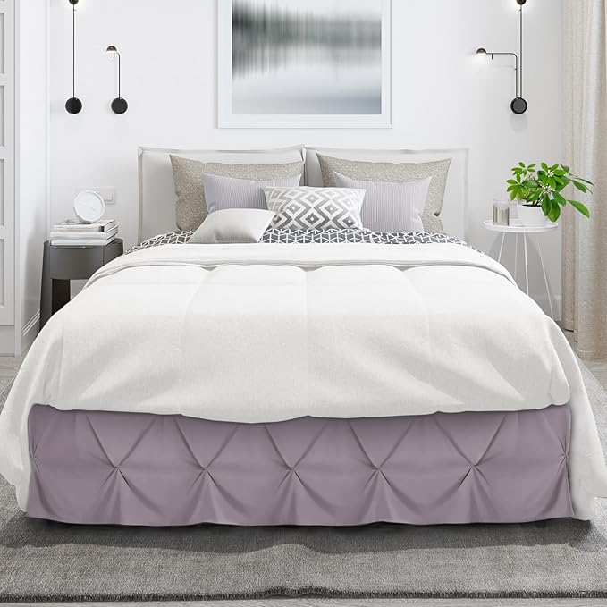 Nestl Dusty Purple Bed Skirt Queen Size, Pinch Pleat Queen Bed Skirt, 14" Inch Drop Queen Bedskirt Hotel Quality Dusty Purple Bed Skirts Microfiber Bedskirt for Queen Bed, Dusty Purple Queen Bed Skirt