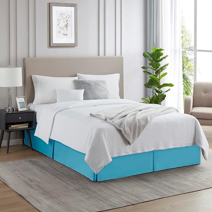 Nestl Beach Blue Twin XL Bed Skirt - Twin XL Size Bed Skirt 14 Inch Drop - Brushed Microfiber Bed Skirts - Hotel Quality Pleated Bed Skirt - Shrinkage & Fade Resistant