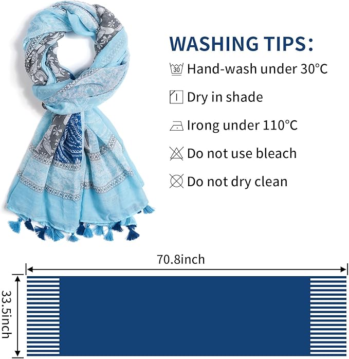 Scarf for Women Lightweight Soft Floral Leopard Printed Scarves Fall Winter Fashion Shawl Wrap with Fringe
