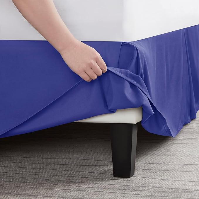 Nestl Royal Blue Blue Bed Skirt Queen Size - Queen Bed Skirt 14 Inch Drop - Brushed Microfiber Bed Skirts - Hotel Quality Pleated Bed Skirt - Shrinkage & Fade Resistant