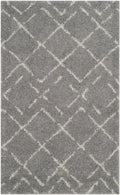 SAFAVIEH Arizona Shag Collection Area Rug - 3'2" x 5', Grey & Ivory, Moroccan Design, Non-Shedding & Easy to Clean, Ideal for Living Room, Bedroom, Dining Space (ASG743D)