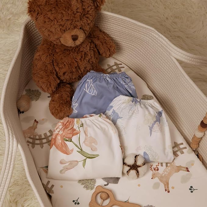 Gllquen Baby Bassinet Sheets Set 2-Pack, Breathable Cozy Bassinet Fitted Sheet Universal Fit Standard Mattress Oval Rectangle Cradle Baby Sheets for Baby Boy Girls Unisex 32"x16"(Seashell)