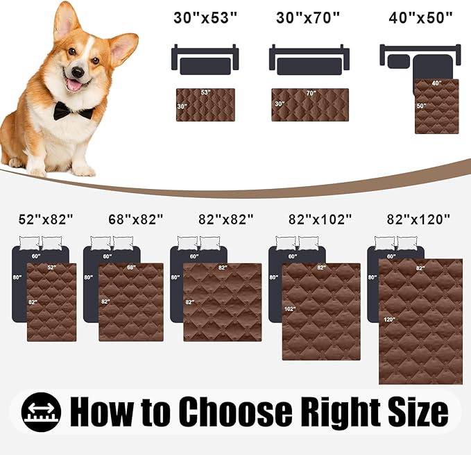 Smiry Waterproof Dog Bed Cover Blanket, Soft Reversible Pet Blanket, Washable Leakproof Cats Dogs Couch Cover for Sofa, Couch, Furniture, Plaid (68x82 Inch, Brown/Chocolate)
