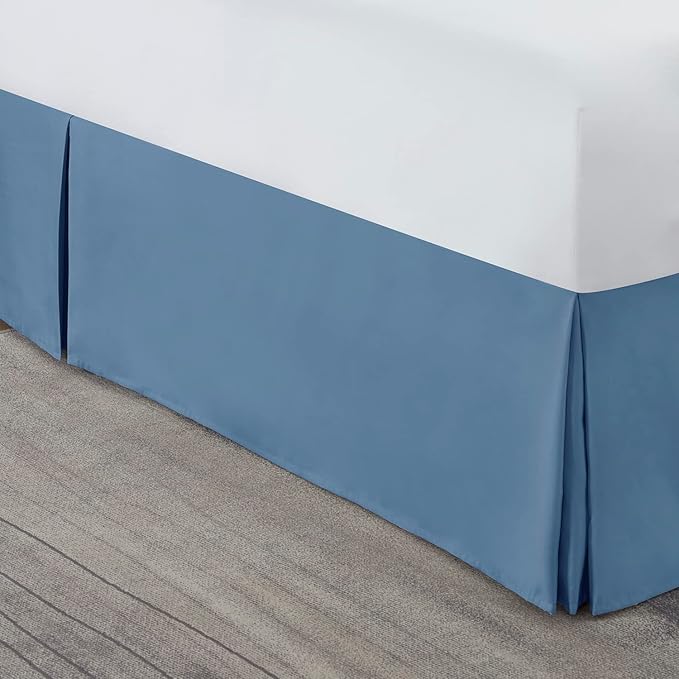 Nestl Blue Heaven Full XL Bed Skirt - Full XL Size Bed Skirt 14 Inch Drop - Brushed Microfiber Bed Skirts - Hotel Quality Pleated Bed Skirt - Shrinkage & Fade Resistant
