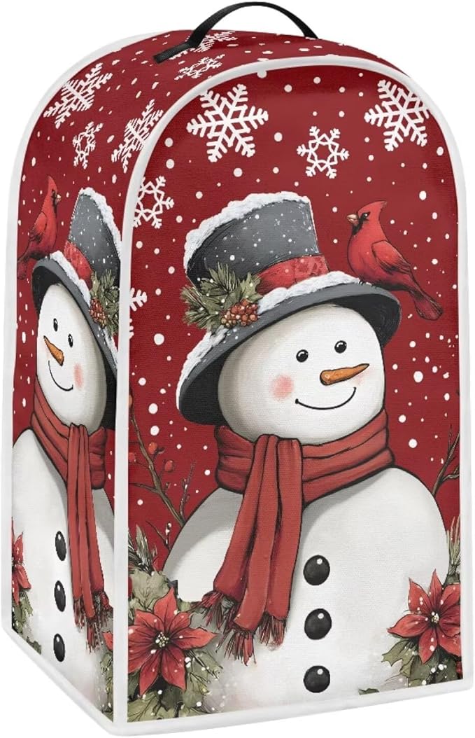 Talayituse Cardinal Snowman Print Blender Dust Cover, Fingerprint Protection Cover for Stand Mixer or Coffee Machine, Home Kitchen Appliance Covers for Stain Dust Resistant Supplies Christmas Decor