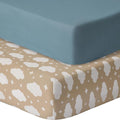 Pack and Play Sheets Fitted, 2 Pack Pack n Play Sheets for Graco Pack n Play Mattress, Unisex Playard Sheets for Boys Girls (Clouds & Dark Green)