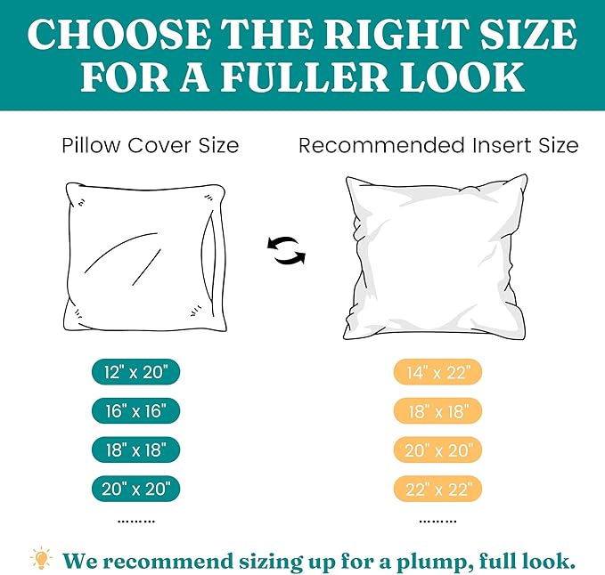 Oubonun 16x16 Feather Down Alternative Throw Pillow Inserts, 100% Cotton Cover, Medium Firm Decorative Pillow Inserts for Couch, Sofa, Bed, Chair (Set of 2)