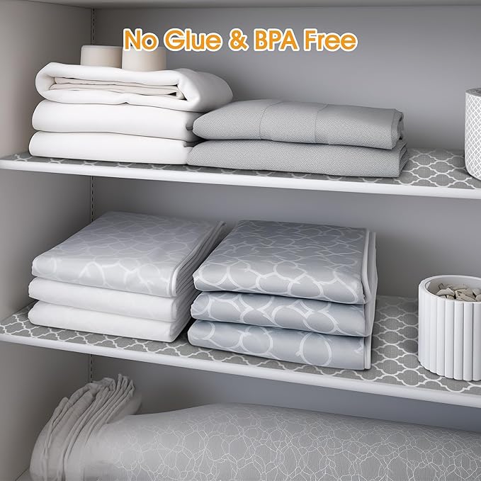 Shelf and Drawer Liner for Kitchen Cabinets Non-Adhesive, Strong Grip Non-Slip Thickened Cabinet Liners for Shelves, Waterproof Mats for Dresser Cupboard, Gray, 23 in x 20 Feet