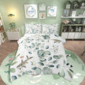 Erosebridal Girls Kawaii Animal Queen Bedding Sets Cute Shark Comforter Set, Cartoon Wildlife Down Comforter Green Leaf Bedding Comforter Sets, Spring Plant Duvet Insert Child Kids Bedroom Decor
