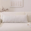 Boho Lumbar Pillow Covers 14x36 Inch Long, Textured Linen Striped Cushion Covers with Tassels, Soft & Cozy Farmhouse Decor Pillow Cases for Sofa Couch Living Room, (Dusty Blue,(Pack of 1))