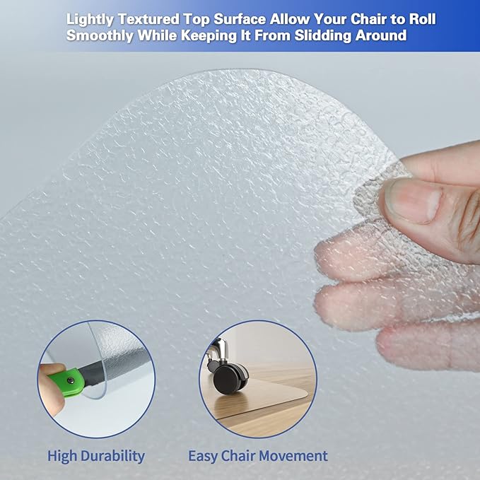 Amyracel Office Chair Mat for Hardwood Floor, 30” x 48” Clear Desk Chair Mat for Hard Floors, Easy Glide Office Floor Mat for Hardwood Floor