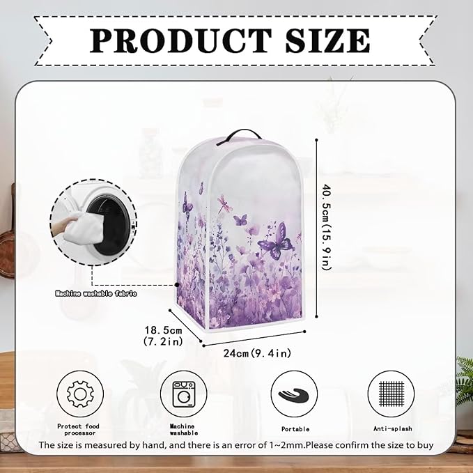 Talayituse Butterfly Dragonfly Flower Print Blender Dust Cover, Fingerprint Protection Cover for Stand Mixer or Coffee Machine, Home Kitchen Appliance Covers for Stain Dust Resistant Supplies