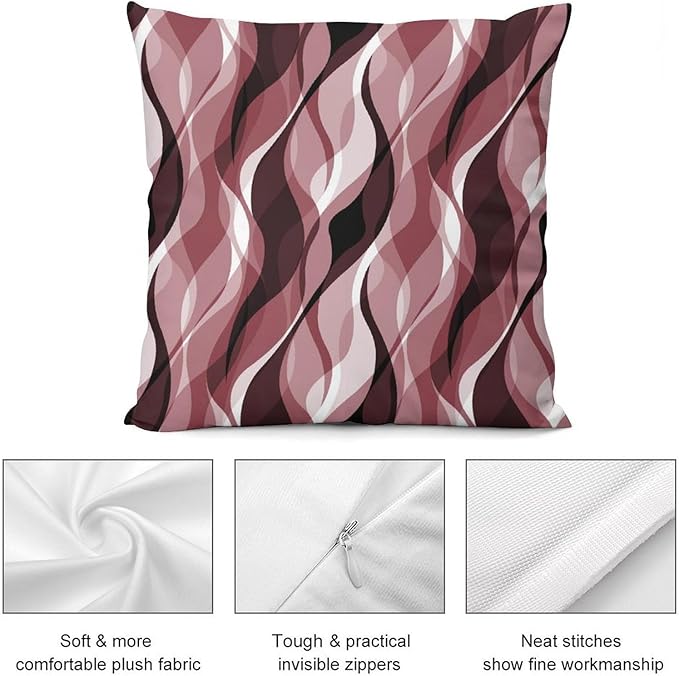 Burgundy Throw Pillow Covers Modern Abstract Ombre Burgundy Striped Decorations for Bedroom Living Room Farmhouse Sofa Pillows Bed Couch 12x12 Inch