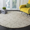 SAFAVIEH Arizona Shag Collection Area Rug - 3'2" Round, Ivory & Beige, Moroccan Boho Design, Non-Shedding & Easy to Clean, Ideal for Living Room, Bedroom, Dining Space (ASG743A)