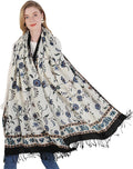 DANA XU 100% Merino Wool Pashmina Shawl for Women 96"x43", Oversized Cashmere Wrap with Tassels, Floral Travel Blanket Cape
