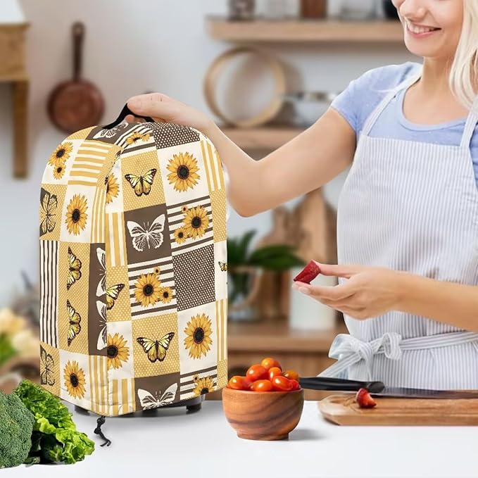 Plaid Butterfly Sunflower Blender Covers Food Processor Juicer Appliance Cover Waterproof Fabric Kitchen Appliance Covers Fits Most Models