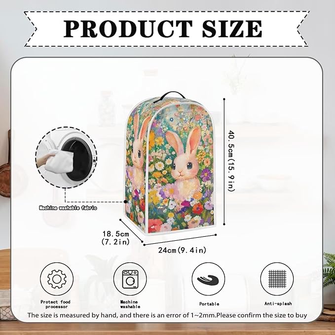 Blender Covers for Kitchen Food Processor Cover with Handle, Dust Covers for Kitchen Appliances Stand Mixer or Coffee Maker Appliance Cover, Colorful Daisy Rabbit