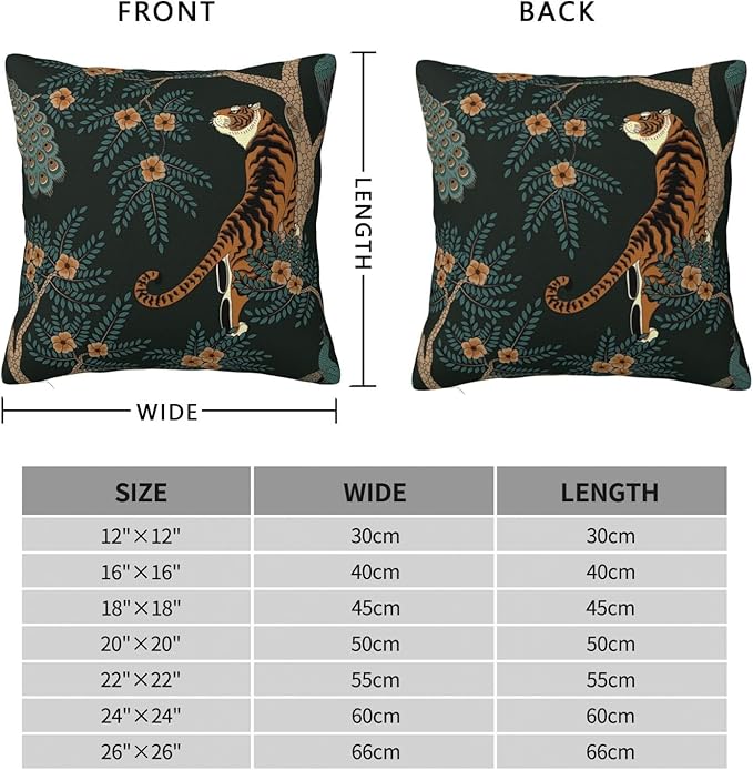 NBFKDO Pillow Cover,Tiger and Peacock (1) Throw Pillow Case Modern Cushion Cover Square Pillowcase Decoration for Sofa Bed Chair Car
