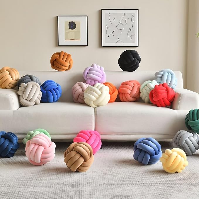Decorative Throw Knot Pillow Ball for Home Chair Sofa Couch Bed Aesthetic Round Velvet Knotted Pillow Cushion (Royal Blue, 11 inches)