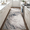 Ciicool 2x6 Washable Runner Rug, Modern Abstract Soft Hallway Rugs Runner, Non-Slip Thin Accent Rug Lightweight Brown Print Distressed Carpet for Laundry Entryway Bedroom Kitchen Indoor