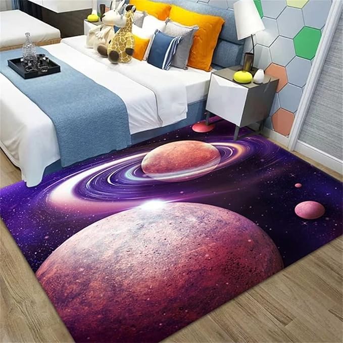 Starry Sky Galaxy Area Rug 4'×6' for Living Dinning Room Universe Space Pattern Kids Bedroom Floor Mats Washable Non Skid Carpets for Home Decor