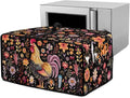 Microwave Oven Cover Air Fryer Toaster Oven Dust Cover with Accessory Pockets, Stain-resistant Small Electric Appliance Protector for Kitchen, S, Rooster Chicken Floral Black