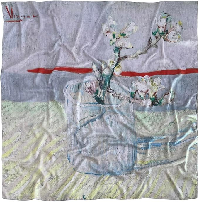 Artist Oil Painting Wraps 51"x51" Cashmere-Soft Art Pashmina Luxury Rolled Hem Women Large Travel Blanket Shawl