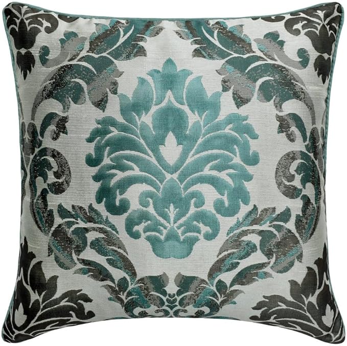 The HomeCentric King/Queen/Twin Blue Designer Twin 53"x18" Bed Runner with Pillow Cover, Damask Bed Scarf on Jacquard Fabric - Royal Elegance