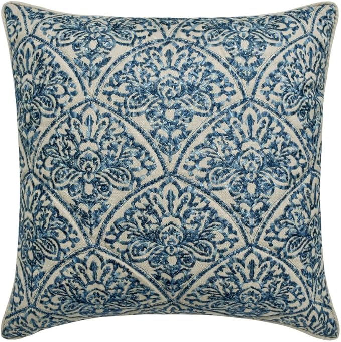 The HomeCentric King/Queen/Twin Blue Decorative Twin 53"x18" Bed Runner Without Pillow Cover, Embroidery, Quilted Bed Scarf on Cotton Fabric - Farzeen Blue
