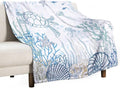 Nautical Turtle Throw Blanket, Coastal Sea Ocean Theme Coral Starfish Seashell Jellyfish Undersea Life Fleece Blanket for Summer Home Bed Sofa Couch Chair, 30"x40"