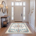4x6 Boho Area Rug Beige Oriental Rug Non Slip Low Pile Large Carpet for Home Kitchen Living Room Bedroom Dining Room Office