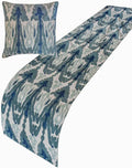 The HomeCentric Blue Bed Runner for King/Queen/Twin Cotton Decorative Bed Scarf 53"x18" Bed Runner Without Pillow Cover, Abstract & Ikat Bed Scarf Bedroom Décor Accent - Blue Mirage