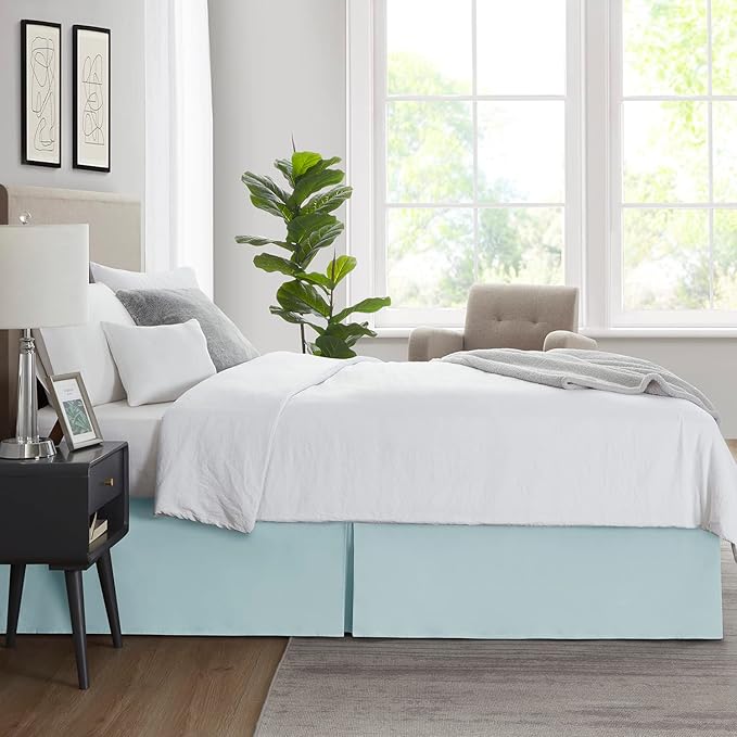 Nestl Light Baby Blue Twin XL Bed Skirt - Twin XL Size Bed Skirt 14 Inch Drop - Brushed Microfiber Bed Skirts - Hotel Quality Pleated Bed Skirt - Shrinkage & Fade Resistant