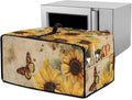 Microwave Oven Dust Cover Dust-Proof Sturdy Microwave Oven Cloth Cover Waterproof Kitchen Appliance Protector Suitable for Most Microwave Ovens, Vintage Sunflower Butterfly Letter Print, L