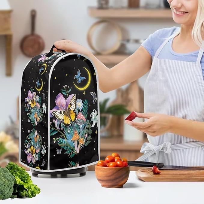 Butterfly Moon Print Blender Cover Kitchen Blender Dust Covers Food Processor Dust Cover Stand Mixer Case Coffee Maker Appliance Cover for Home Kitchen Indoor
