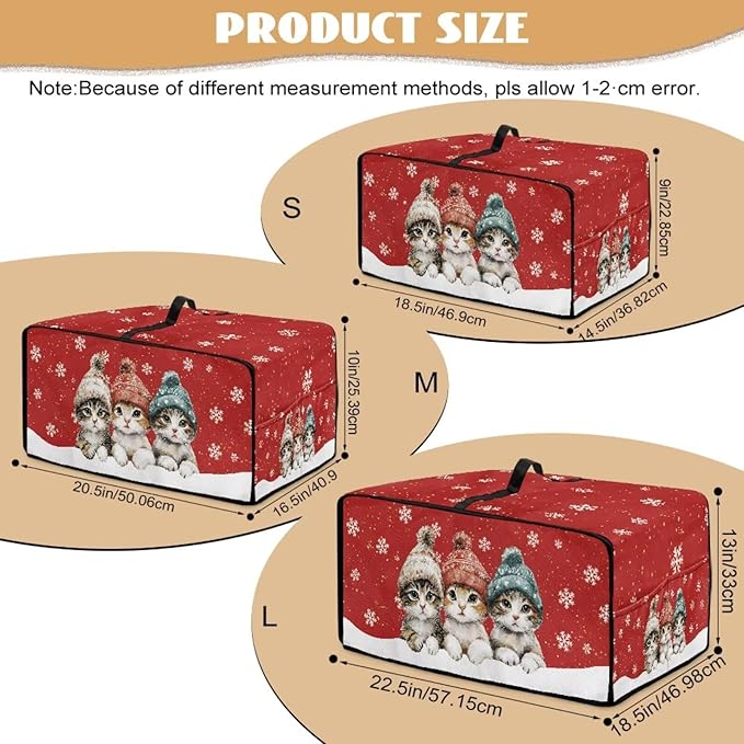 Toaster Oven Cover Dustproof Protective Countertop Convection Oven Cover with Side Pockets for Christmas Holiday Decorations, L, 18.5 x 22.5 x 13 Inches, Cat Snowflake Red