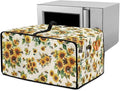 Sunflower Bee Print Toaster Oven Cover Dust-Proof Microwave Oven Cloth Cover with Storage Pockets Foldable Kitchen Machine Covers Case Protections Protector, L