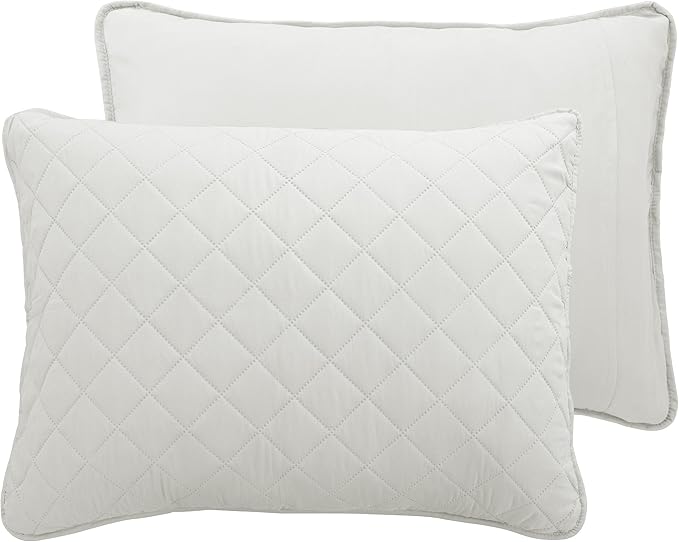 Easy-Going Twin Size Reversible Quilt Set with 1 Quilt and 1 Pillow Sham, Soft Bed Quilt Cover, Water Resistant Lightweight Microfiber Bedspread, Stain Resistant, Ivory/Ivory