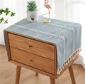 Simple Bedside Table Tassel Cover Cloth, Tablecloth Towel, Suitable for TV Microwave Washing Machine Refrigerator Dust (15.7 * 35.4 inches,Grey Blue)