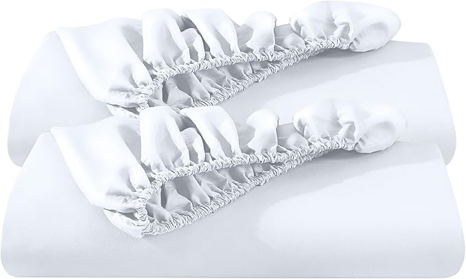 Bare Home 2-Pack Fitted Bottom Sheets Short Queen - Premium 1800 Ultra-Soft Wrinkle Resistant Microfiber - Deep Pocket (Short Queen, White)