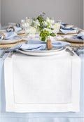 Solino Home Linen White Table Runner 156 Inches Long - 100% Pure Linen Extra Long Table Runner 14 x 156 Inch for Christmas, Holiday, New Year - Classic Hemstitch