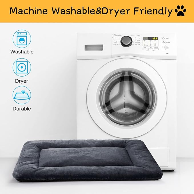 Dog Beds Crate Pad for Dogs Ultra Soft Dog Crate Bed Washable & Anti-Slip Kennel Pad for Dogs Cozy Sleeping Mat (36inch, Dark Gray)