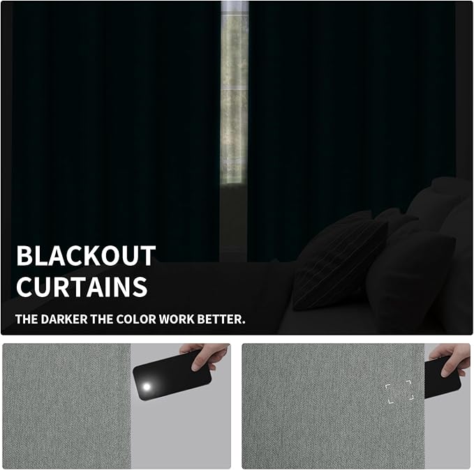 Easy-Going Linen Look Blackout Curtain Grommet Window Curtain Drapes for Bedroom, Living Room Thermal Insulated Room Darkening (2 Panels, 52x108 inch, Grey)