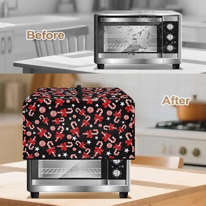 Microwave Oven Grill Cover Protector, Christmas Lollipop Waterproof Dust-Proof Heavy Duty Polyester Dust Heat Resistant Cover Case Protections for Toaster Oven