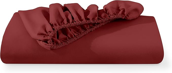 Bare Home Fitted Bottom Sheet Queen Size - Premium 1800 Microfiber - Ultra-Soft Hotel Luxury - Deep Pocket - Durable and Long Lasting (Queen, Rosewood)