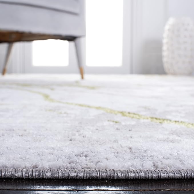 SAFAVIEH Amelia Collection Area Rug - 5'5" x 7'7", Grey & Green, Modern Abstract Design, Non-Shedding & Easy Care, Ideal for High Traffic Areas in Living Room, Bedroom (ALA293J)