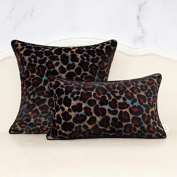 Alerfa Black Floral Throw Pillow Cover 12 x 20 Inch Cut Velvet Rectange Luxury Decorative Lumbar Pillow Cover for Couch Living Room Bedroom